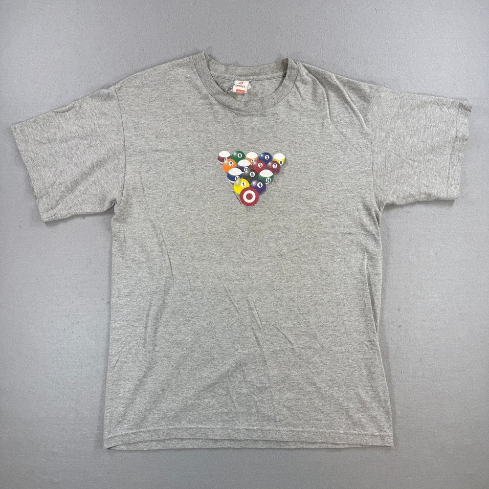 Vintage Target T-Shirt Mens Large Gray Billiards Pool Table Snooker Graphic USA